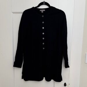 Charter Club Black Button-Front Long Cardigan Medium